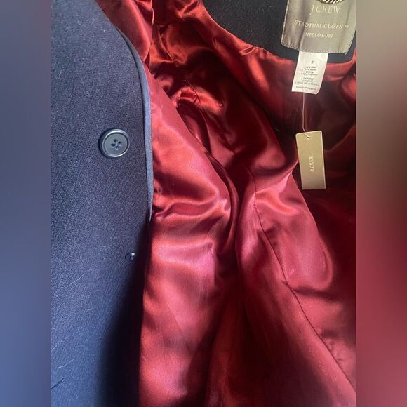 J Crew Stadium Cloth By Nello Gori Navy Blue Pea Coat  Womens Jacket Size 2 NEW - Picture 9 of 16